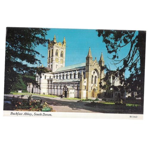 BUCKFAST ABBEY, used vintage postcard. by Harvey Barton 1973 postmark =