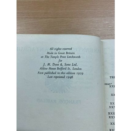 1946 FRANCOIS RABELAIS "GARGANTUA & PANTAGRUEL" VOL 2 FICTION HARDBACK BOOK (P3)