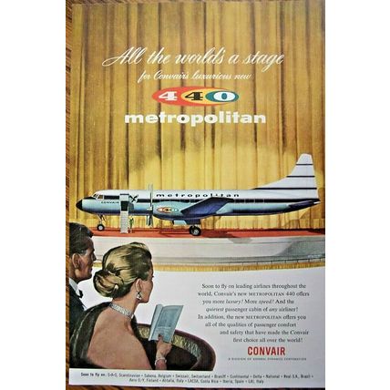 Convair 440 Metropolitan Aircraft magazine ad-1950's