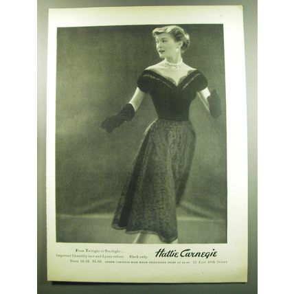 1949 Hattie Carnegie Dress Ad - From Twilight to Starlight