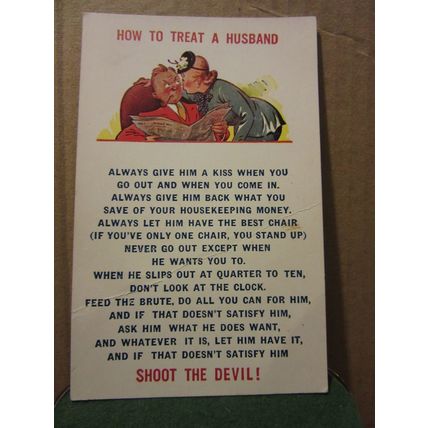 SAUCY SEASIDE POSTCARD unused BAMFORTH & COno 602 brown triangle treat husband =