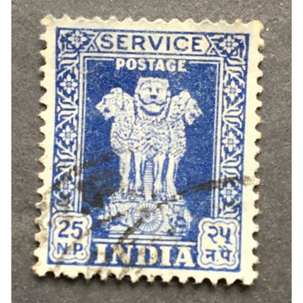 India. 1957 Service. SG O184. 25np Blue