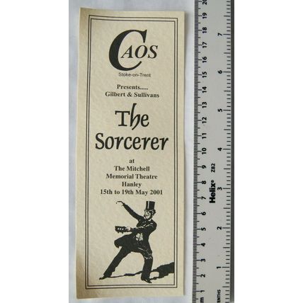 2001 flyer / bookmark - The Sorcerer at Mitchell Memorial Theatre, Hanley