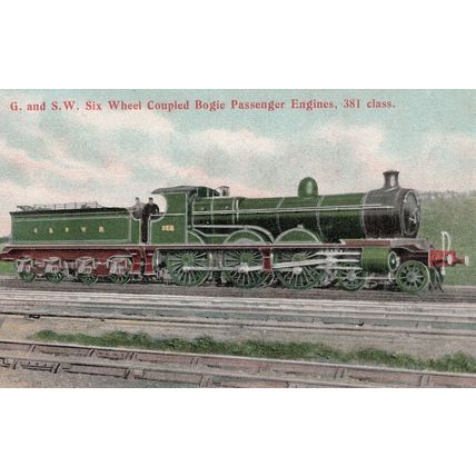 GWR G & SW Wheel Coupled Bogie Passenger Engines 381 Class Postcard