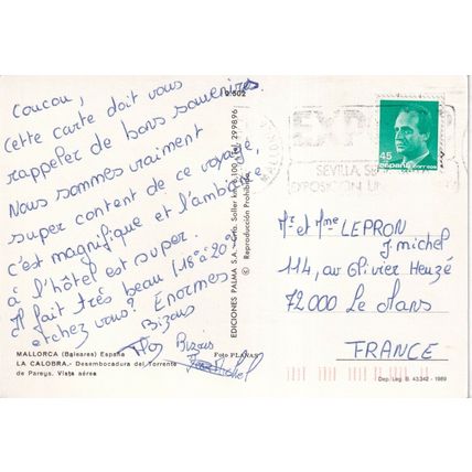 Mallorca Torrente de Pareys Spain Postcard posted 1991 VGC