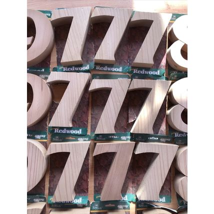 Solid Redwood Number 47 Piece Lot Address Art Crafts Unfinished Wood 7" X 1 1/2"