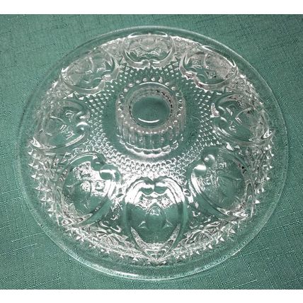 Vintage Cut Clear Glass Candy Dish W/Lid Malaysia KIG Heart & Roses