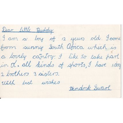 South Africa Postcard 1982 - Dam and "Dear Little Buddy"