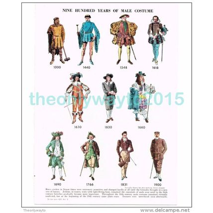 900 Years Of Male Costume, Book Illustration, c1953