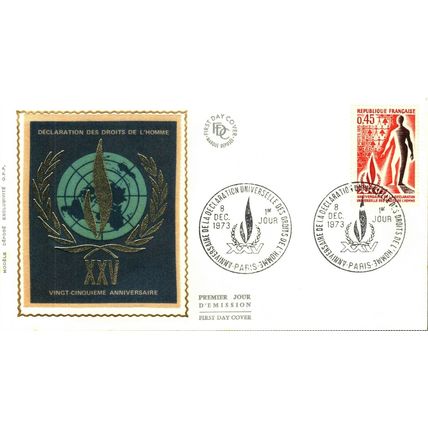 1973 Declaration des Droits de L'homme, Paris Postmark, France, FDC