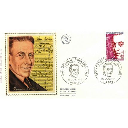 1974 Francois Poulenc, Paris Postmark, France, FDC