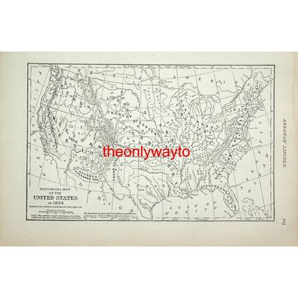United States In 1854, Historical Map, Book Illustration (Print), 1886/7