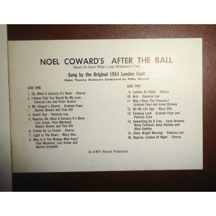 NOEL COWARD'S AFTER THE BALL - LP - SUNG BY ORIGINAL 1954 LONDON CAST