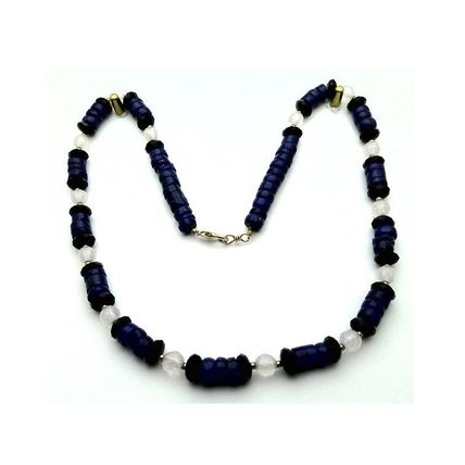 Lapis Black Onyx Rose Quartz Beaded Gemstone Necklace