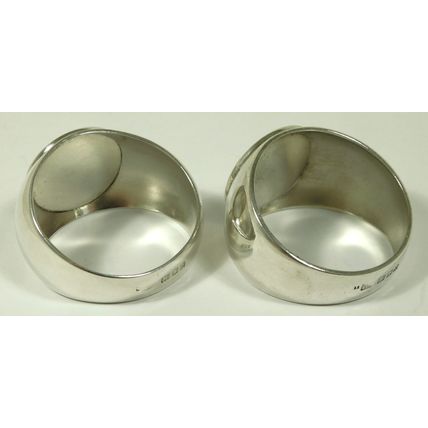 Pair Sampson Mordan & Co Solid Sterling Silver Serviette Napkin Signet Rings