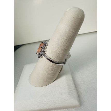 NWT Bomb Party Sz7 Revealed BP Ring Jewelry RBP Marquise Peach Rhodium Pl