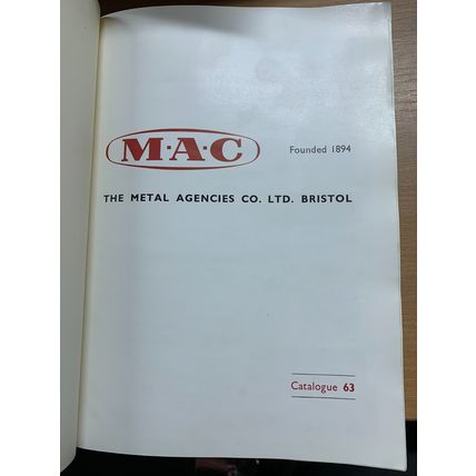 RARE* 1963 MAC METAL AGENCIES Co No.63 CATALOGUE HEAVY BOOK & PRICE LIST (P12)