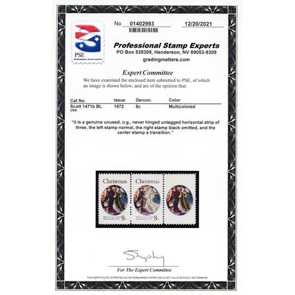 1471b, Mint NH 8¢ Black Color Omitted Error JUST 10 EXIST PSE Cert * Stuart Katz