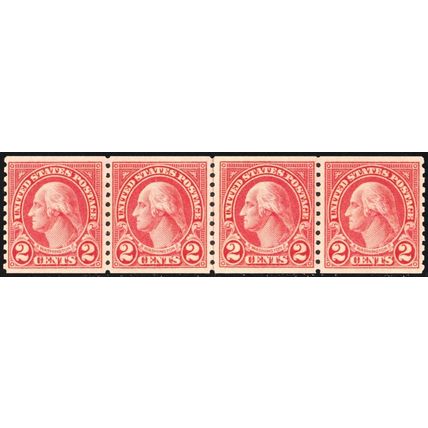 599A, Mint VF+ NH Coil Line Strip of Four With PFC Certificate - Stuart Katz