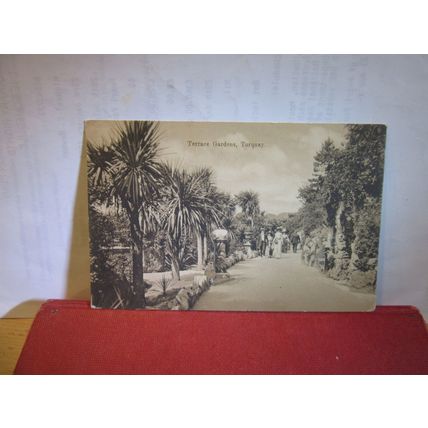 TERRACE GARDENS, TORQUAY, DEVON used antique postcard by W C Edwards 1915 pm =