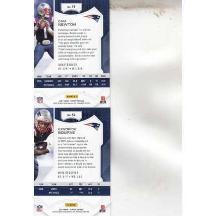 CAM NEWTON & KENDRICK BOURNE AUTOGRAPH 2021 NEW ENGLAND PATRIOTS ALL-PRO OFFENSE