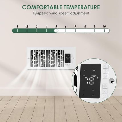 Register Booster Fan 4"X10", 10-Speed Quiet Vent Fan with Negative Ion, Thermost