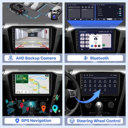 2G+32G] 10.1 Inch Android 11 Double Din Car Stereo with Wireless/Wired Carplay