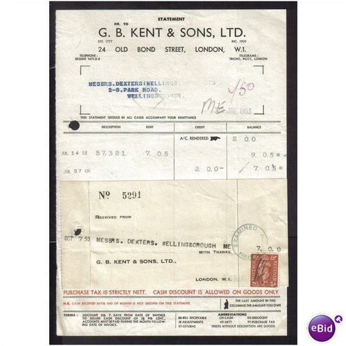 G B KENT & SONS LTD ,OLD BOND ST,LONDON,W1, 31JUL53