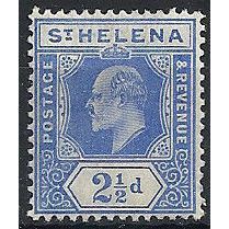 St Helena 1908 SG64 2 1/2d Blue Mounted Mint ...