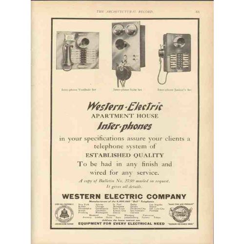 western electric 1912 apartment house inter-phones vintage ad