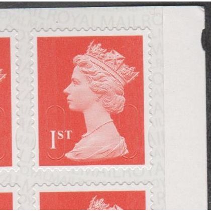 2016 Machin Security 1st Vermillion M16L & MTIL from Booklet of Twelve. UMM/MNH
