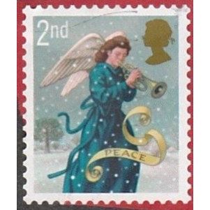 2007 Christmas (2) 2nd Value. Angel Playing Trumpet. (Peace). Fine Used On Piece