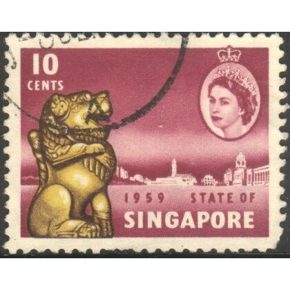 Singapore 1959 - SG54 - 10c purple - The Singapore Lion - used