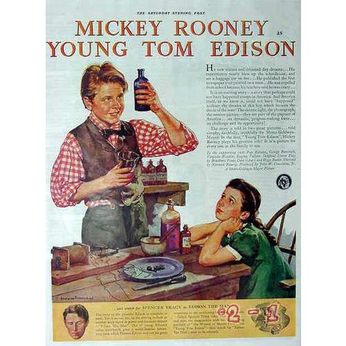 YOUNG TOM EDISON 1940 Mickey Rooney Fay Bainter movie vintage ad