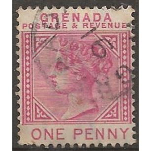 Grenada 1887 SG40 1d Carmine Wmk Crown CA Fine Used .