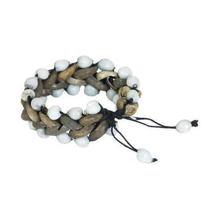 Woven Cowrie Shell & Bead Bracelet