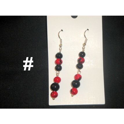 Mixture of red & black glass drop earrings