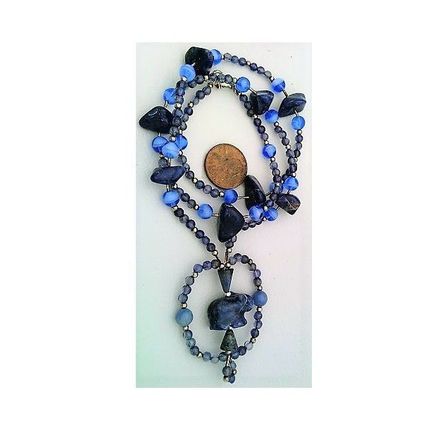 Iolite Sodalite Beaded Gemstone Necklace