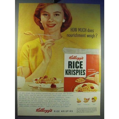 1956 Kellogg's Rice Krispies Cereal Ad - Nourishment