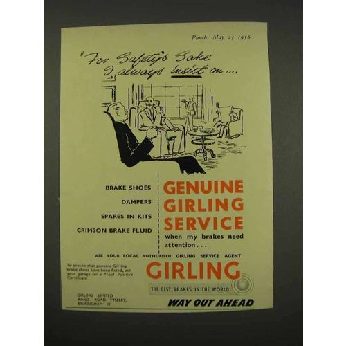 1956 Girling Brakes Ad - For Safety's Sake
