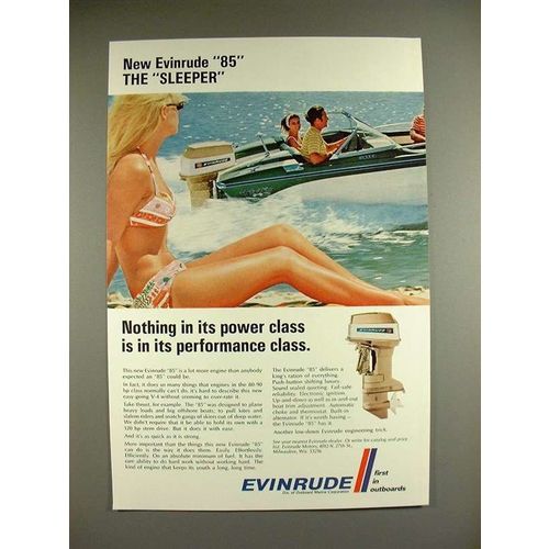 1969 Evinrude 85 Outboard Motor Ad - The Sleeper