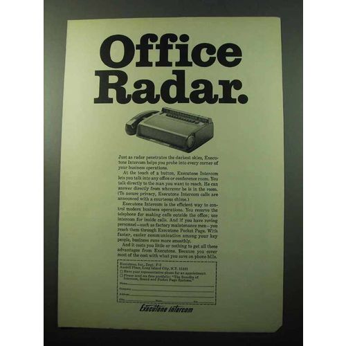 1969 Executone Intercom Ad - Office Radar