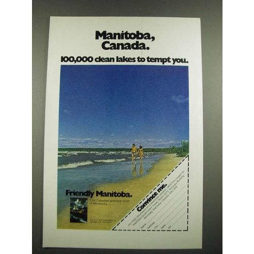 1974 Manitoba Canada Ad - 100,000 Clean Lakes to Tempt You
