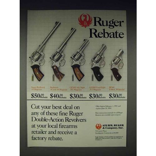 1990 Ruger Super Redhawk, Redhawk, GP100, SP101 Gun Ad