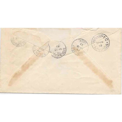 Canada REGISTERED 1933, Kindersley SASK to Winnipeg MAN