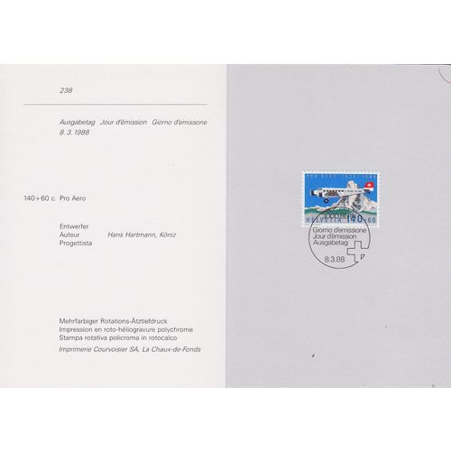 SCHWEIZ SWITZERLAND [1988] MiNr 1369 ( FDC ) [01] Flugzeuge PTT Faltblatt 238