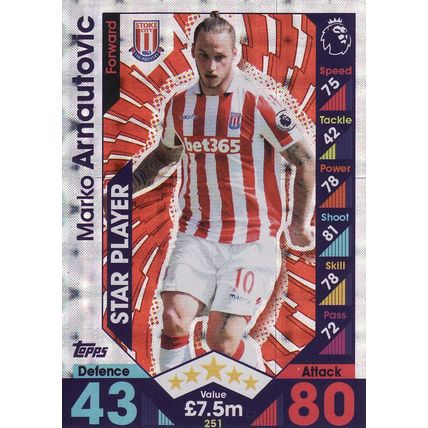 Match Attax 2016/2017 251 Marko Arnautovic Star Player Stoke City