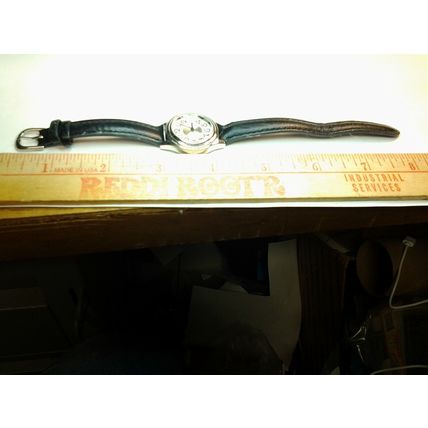 Easy Readers Number Ladies Watch Quartz, Date,silver/white Face Black leather