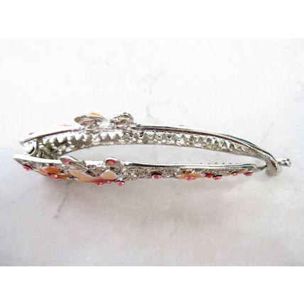 Slim silver metal filigree flower butterfly banana hair claw clips with jewels