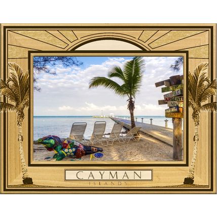 Cayman Islands with Palm Trees Laser Engraved Picture Frame Landscape (8 x 10)